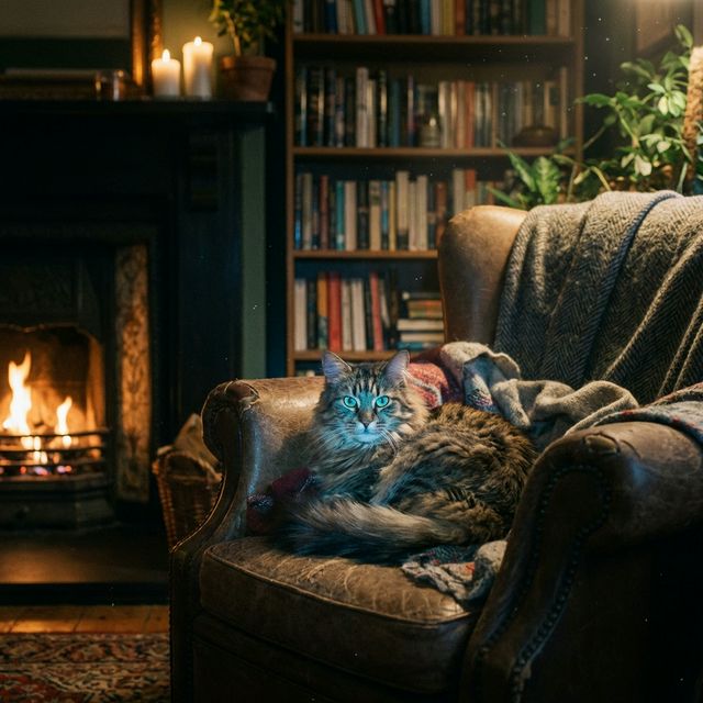 Gato doméstico con mirada mística